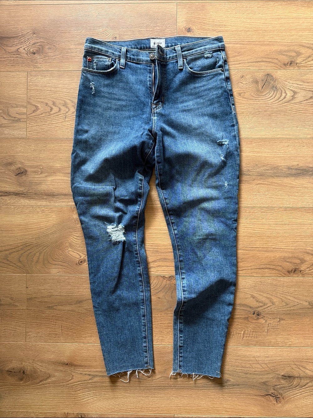 Hudson Womens Distressed Blue Denim Jeans